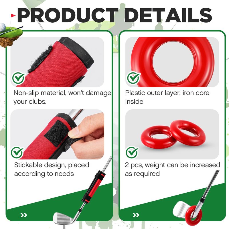 Vertintong Golf Club Weights Golf Swing Weights for Practice and Warm Up Golf Swing Trainer Rings Golf Swing Weights Stripe with 2 Pcs Weighted Golf Donut Accessory Equipment Tool for Golf Clubs