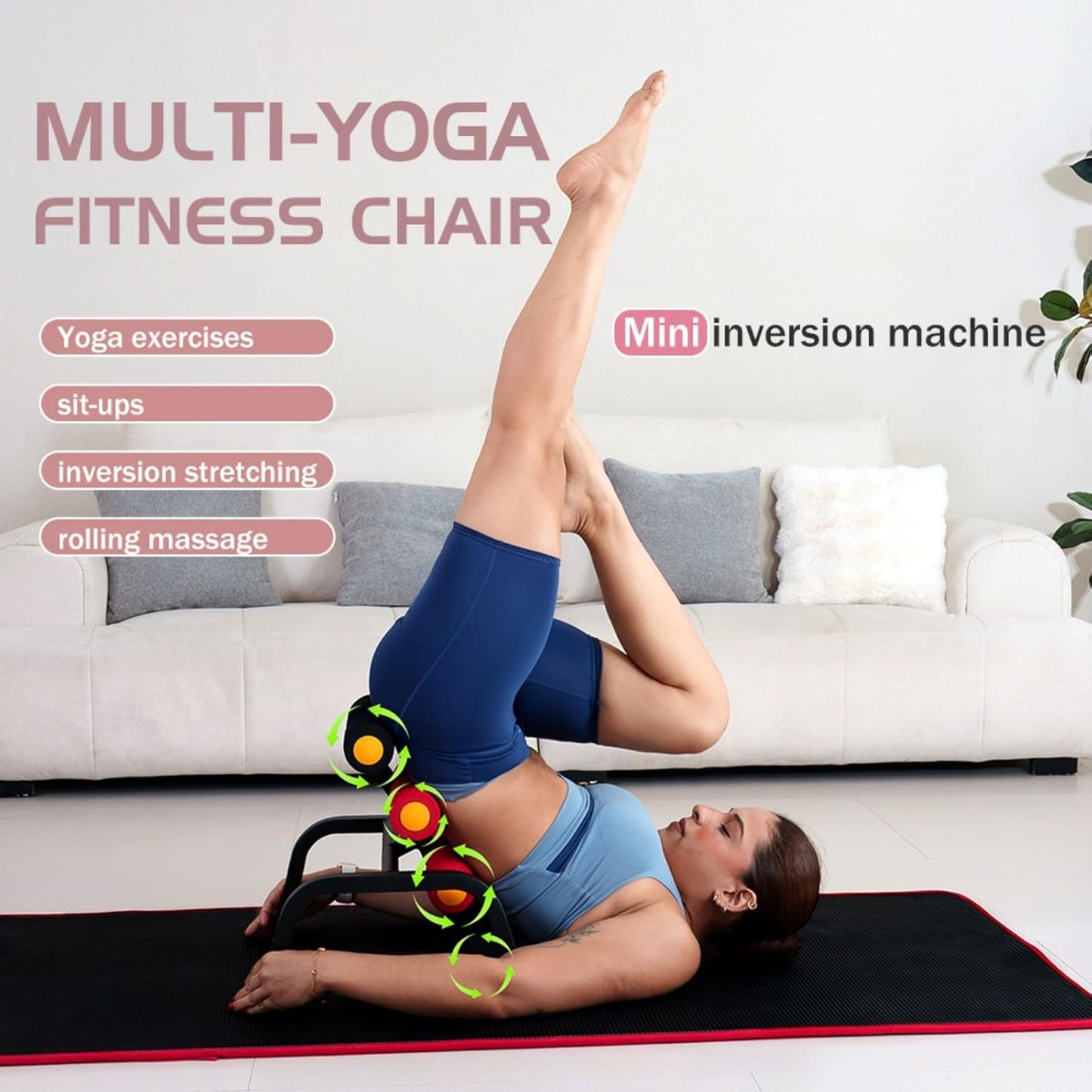 Skiennix Foldable Back Extension Machine - Home Gym Sit-Up Equipment for Glute & Ab Workouts | Resistance Bands Included