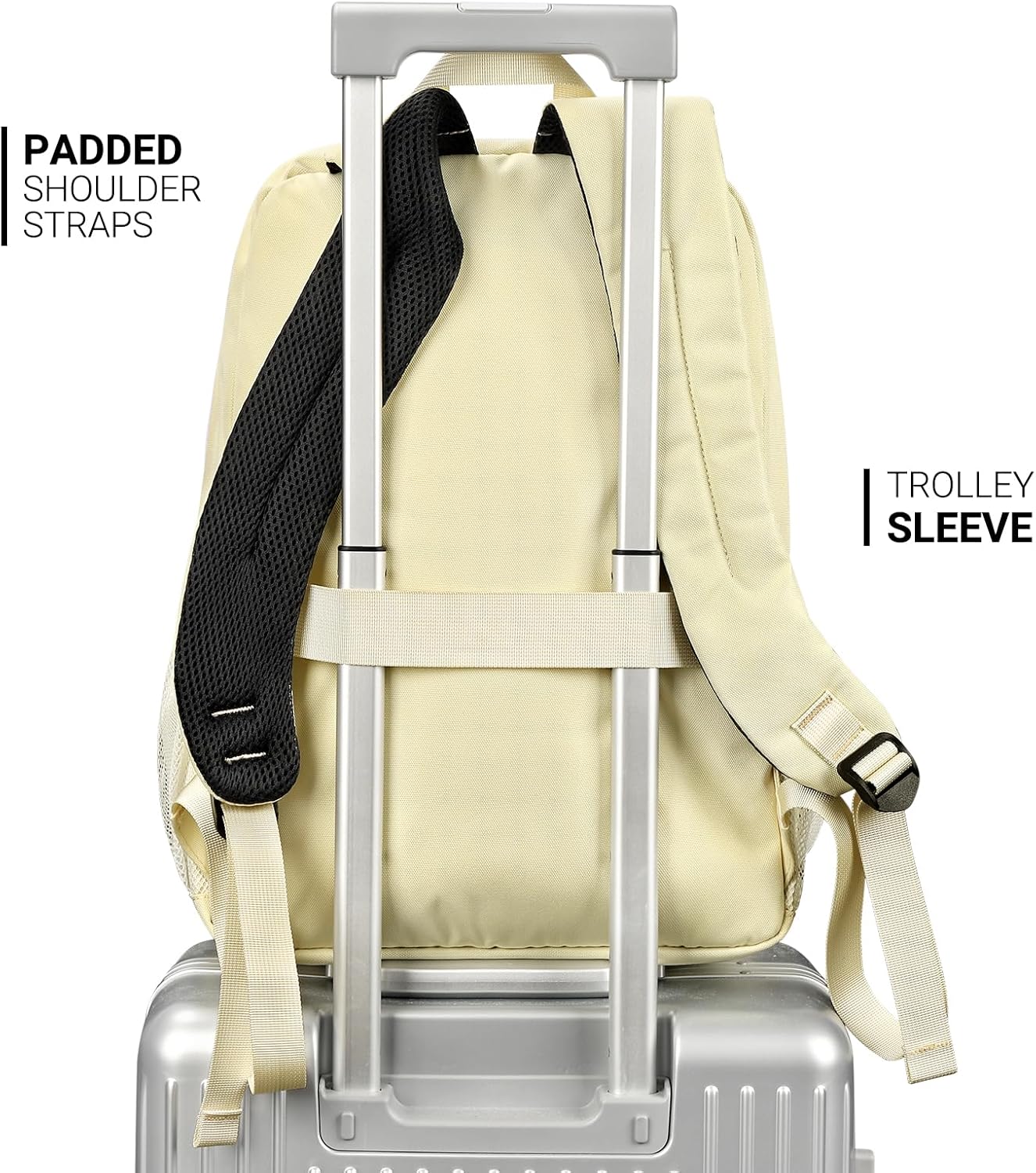 ZORFIN 26L Water-Resistant Backpack for College and Travel - Stylish Beige Bookbag