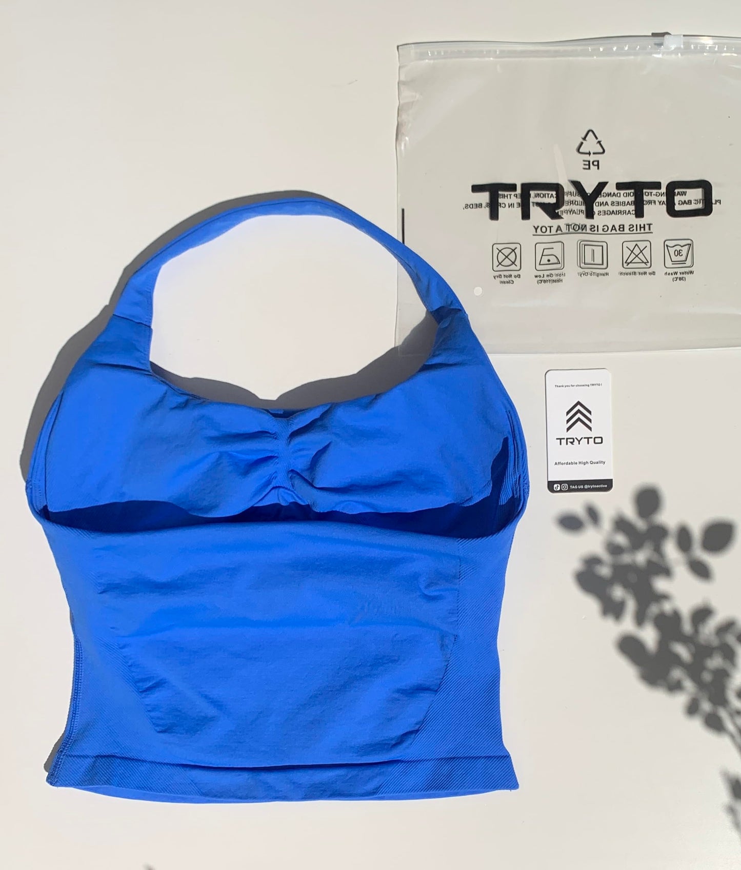 TRYTO Impact Halter Top Sports Yoga Tanks Women Workout Fitness Gym Outdoor Running Tank Tops Electric Blue, Medium