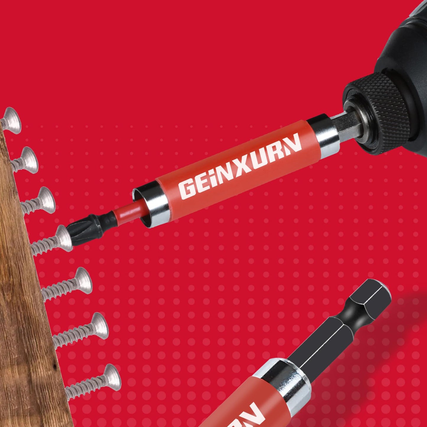 Geinxurn 3 PCS Drive Guide with Self Retracting Sleeve(3.5”) and 10 Pcs Screwdriver Bit, Magnetic Drill Bit Tip Holder for Prevent Screws Shaking When Driving