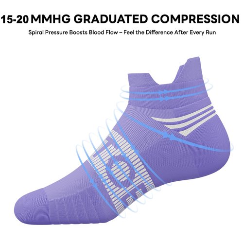 easetoe 6 Pairs Ankle Compression Socks Men Women 15-20mmHg - Cushioned Low Cut Running Arch Support - Moisture Wicking Athletic for Workout, Travel, Nurse, Plantar Fasciitis