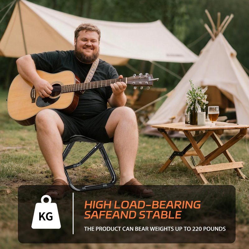 Mejora Portable Pocket Stool Seating,Ultralight Foldable Camp Stool with Compact Carry Bag, Heavy-Duty 220LBS Capacity for Outdoor Hiking, Fishing, Travel