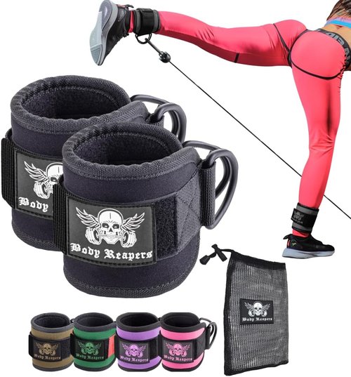 Body Reapers Ankle Cuff Cable Attachment - Adjustable Velcro & Cushioned Design for Glute & Leg Workouts