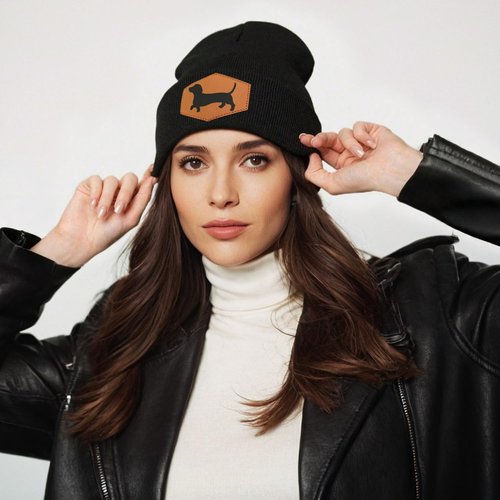 Lussues Nee Dachshund Beanie Hat for Men Women, Warm Winter Knit Cap for Dog Lover Black