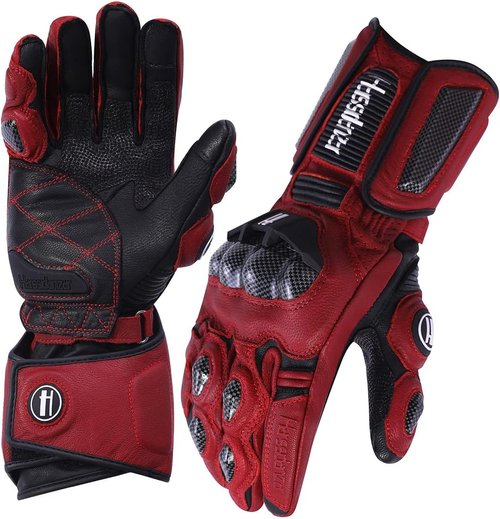 Harssidanzar Leather Motorcycle Gloves - Carbon Fiber Knuckle Protection for Men & Women | KM045