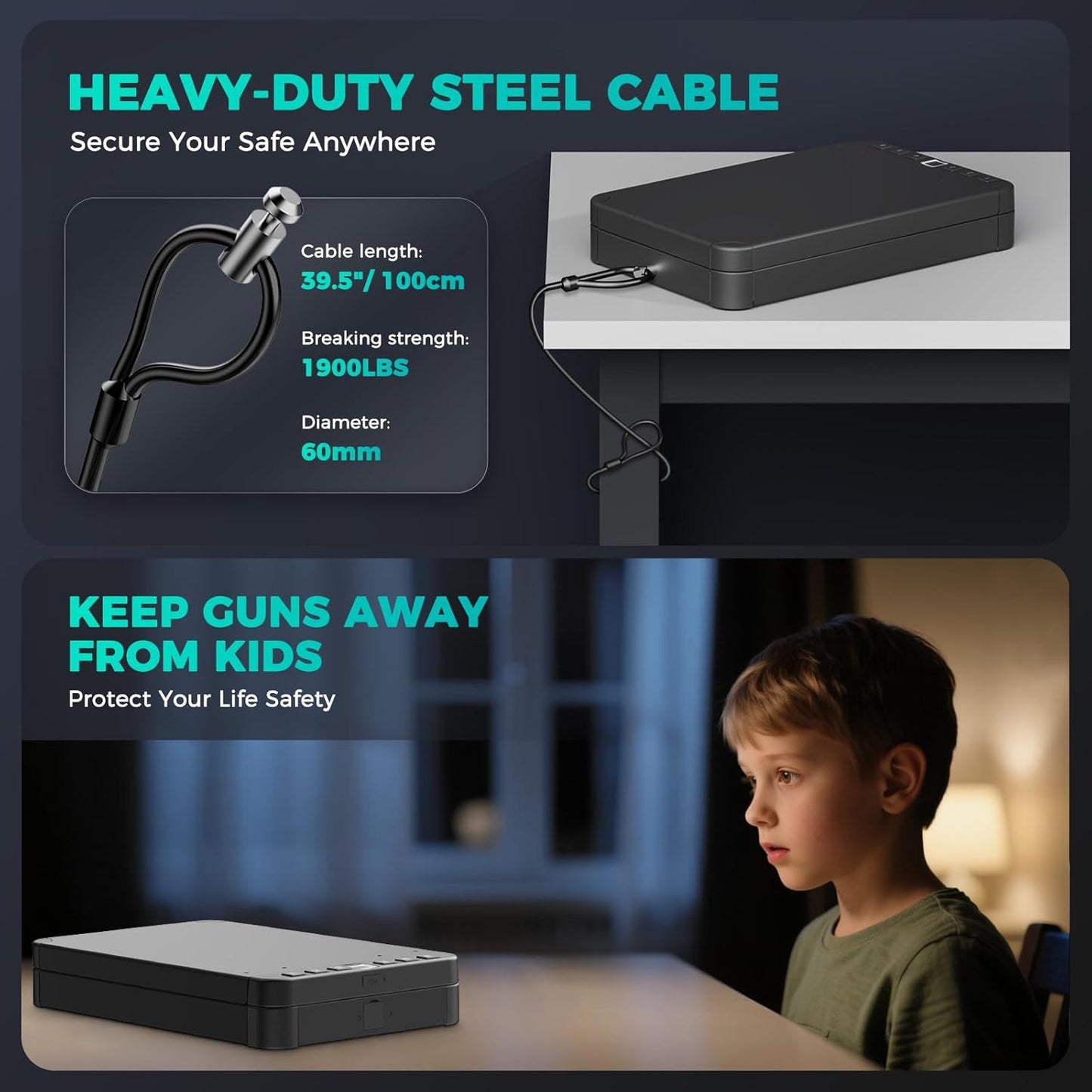 Skiennix Biometric Gun Safe - Quick Access Handgun Storage with Fingerprint Lock | Ideal for Home, Car, or Travel