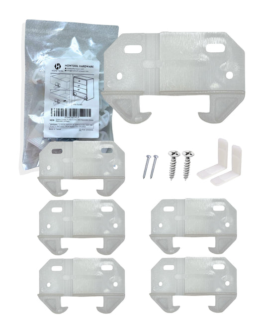 Adjustable Drawer Guides L Angle White Drawer Track Guides with Screws 6 Pairs 12 Pcs Drawer Rail Support Furniture Repair Replacement for Dressers Cabinets Wood Drawers HOWTOOL