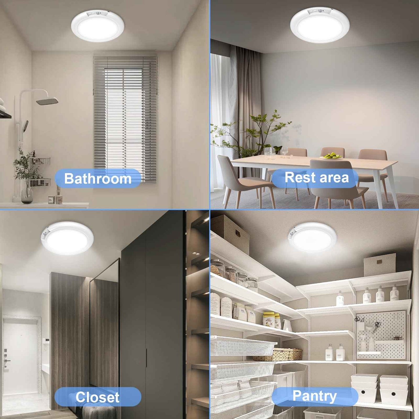 Rechargeable Motion Sensor Closet Light with Remote - Motion Sensor Light Battery Powered, 400LM Wireless Closet Lights Motion Sensored for Closets Shower Bathroom Hallway Pantry,3000K-6500K