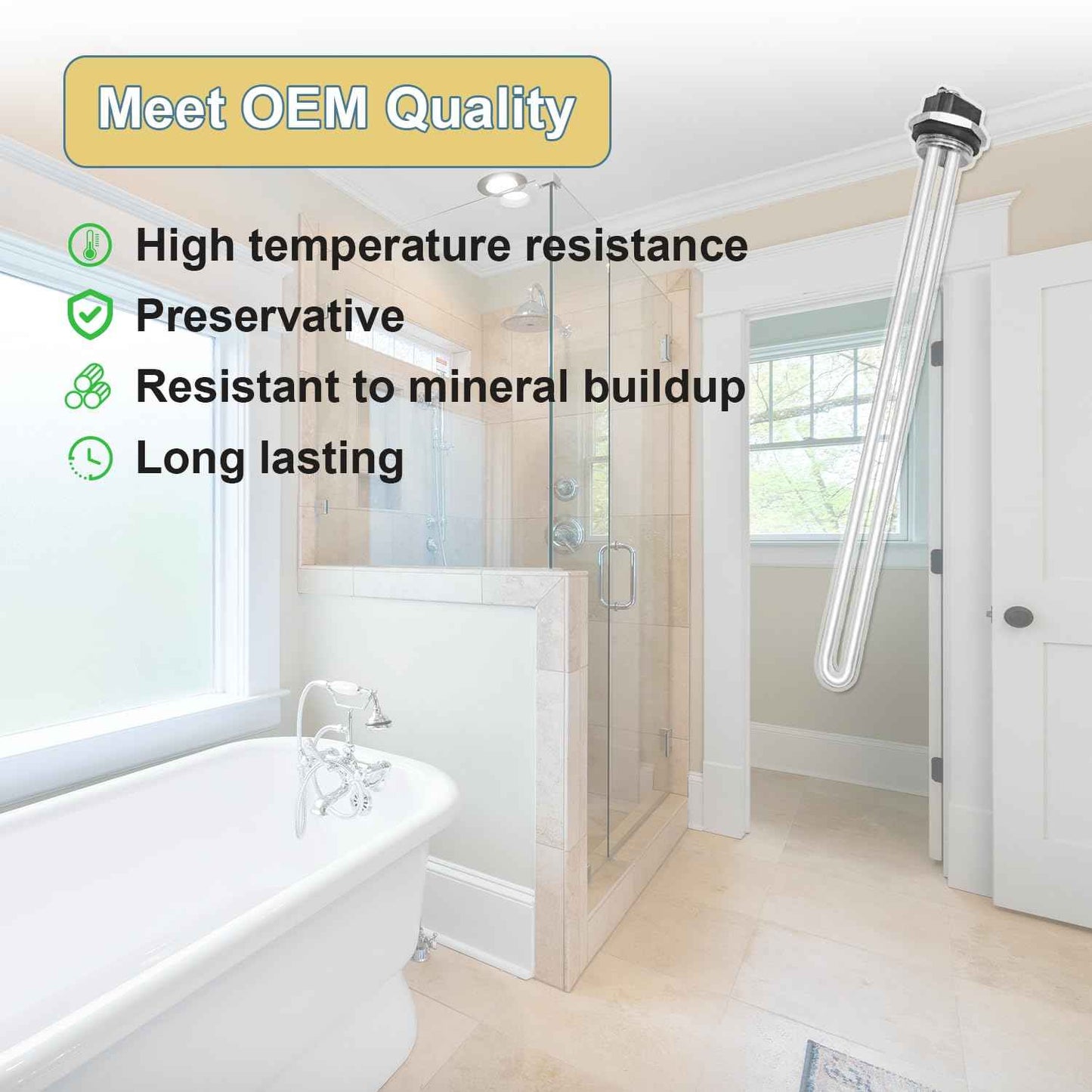 Upgraded AO Smith 100108283 4500W 240V Water Heater Element, For ECT 52/55/66/80/120,ECS 30/40/50,ECLN ELJN ECJN 40,ECL 30/50, E6 Electric Water Heaters, Replace 100108284 9000092015 9000092045