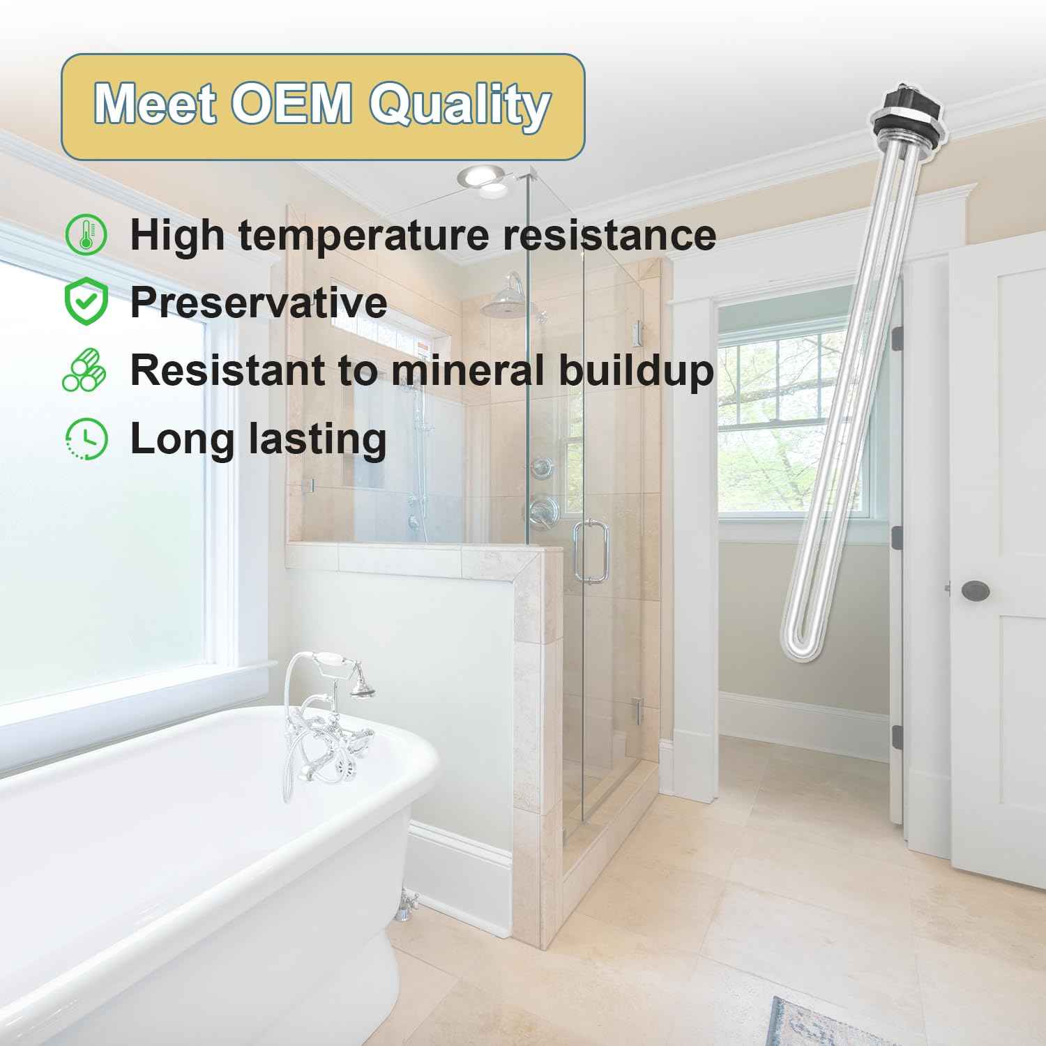 Upgraded AO Smith 100108283 4500W 240V Water Heater Element, For ECT 52/55/66/80/120,ECS 30/40/50,ECLN ELJN ECJN 40,ECL 30/50, E6 Electric Water Heaters, Replace 100108284 9000092015 9000092045