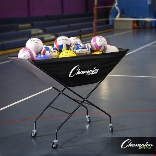 Champion Sports Volleyball Cart - Durable Aluminum Frame for High Volume Practices | 24-40 Ball Storage Capacity