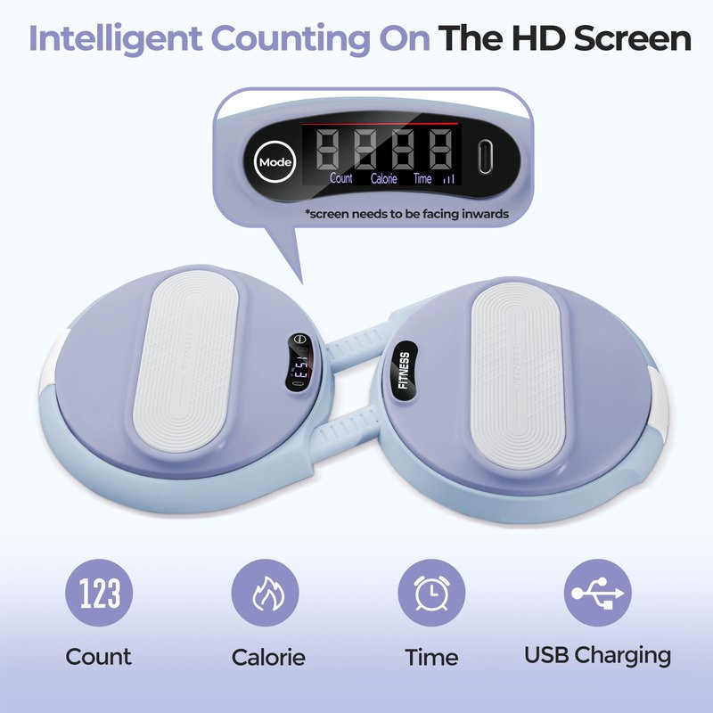 Waist Twisting Machine Exercise - Ab Twister Board MAX 300LBS | Intelligent Counting Lap & Calorie & Time, with 2 Resistance Bands | 3 Adjustable Distances to Suit Different Exercise Needs