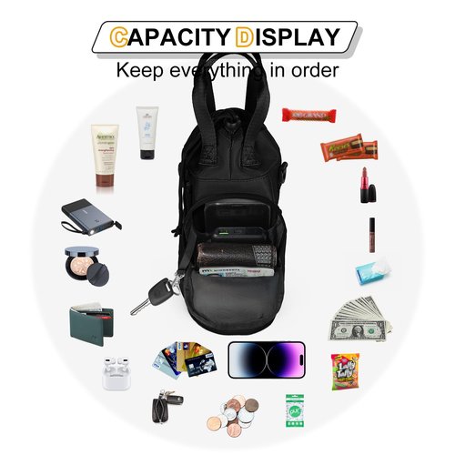 Dikuer Water Bottle Holder with Strap, 4 Big Pockets with Compartment, 24oz/32oz/40oz Crossbody Water Bottle Carrier Bag