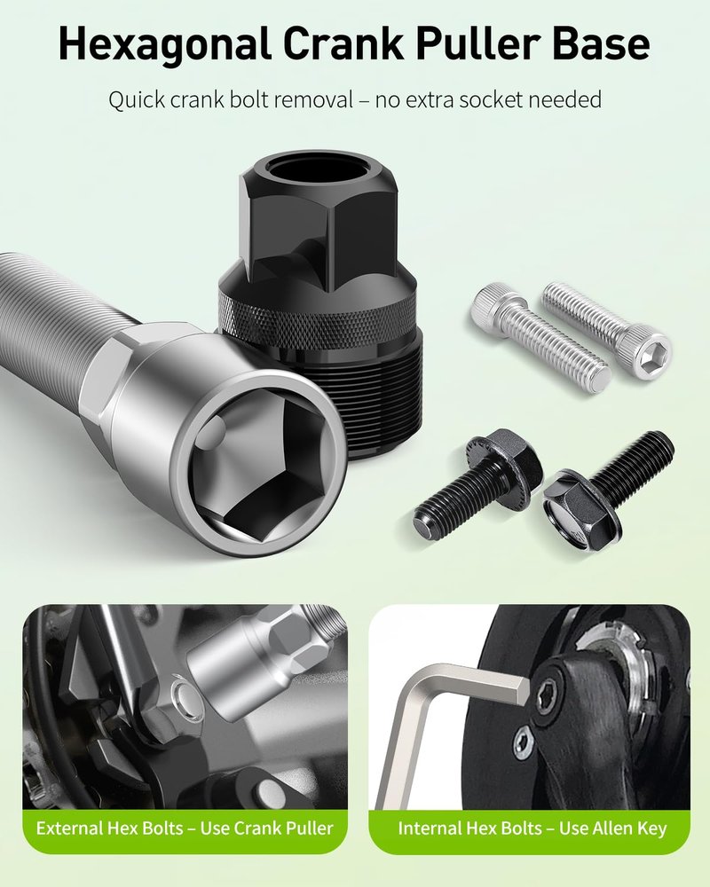Pawfly Bicycle Crank Puller, Bike Crank Removal Tool, Bottom Bracket Tool with 8-Tooth Socket, Wrench & Top Cap, Bike Repair Kit for Square Taper Shimano & ISIS Splined Crank Arm