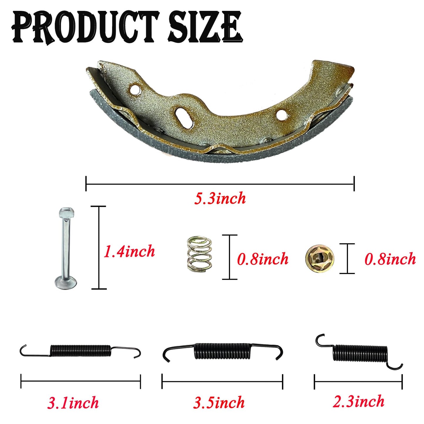 Golf Cart EZGO Brake Shoes Pads & Brake Spring Kit Assembly Fits E-Z-Go Medalist/TXT 1997 Up, Workhorse 1996+ and Yamaha G9-G22 94-06 Replace OEM 27943G01 70795G01 27944G01