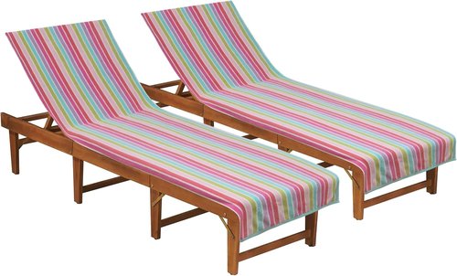 COTTON CRAFT Pool Lounge Chair Cover - Soft 100% Cotton Dobby Terry Stripe - Oversized 32" W x 82" L x 7" Pocket - Pink Multi