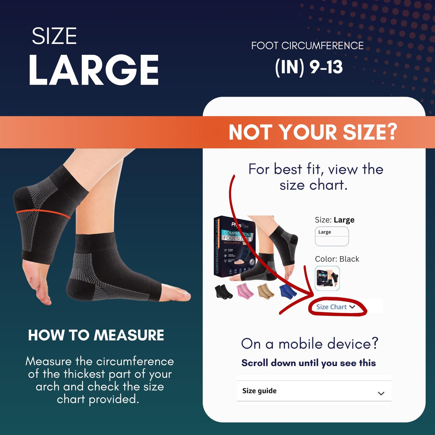 PhysFlex Ankle Brace Support - Ankle Compression Socks - Foot Brace for Women & Men - Tendonitis & Arthritis Ankle Brace Sports Running, Plantar Fasciitis Relief & Stabilizing Ankle Wrap