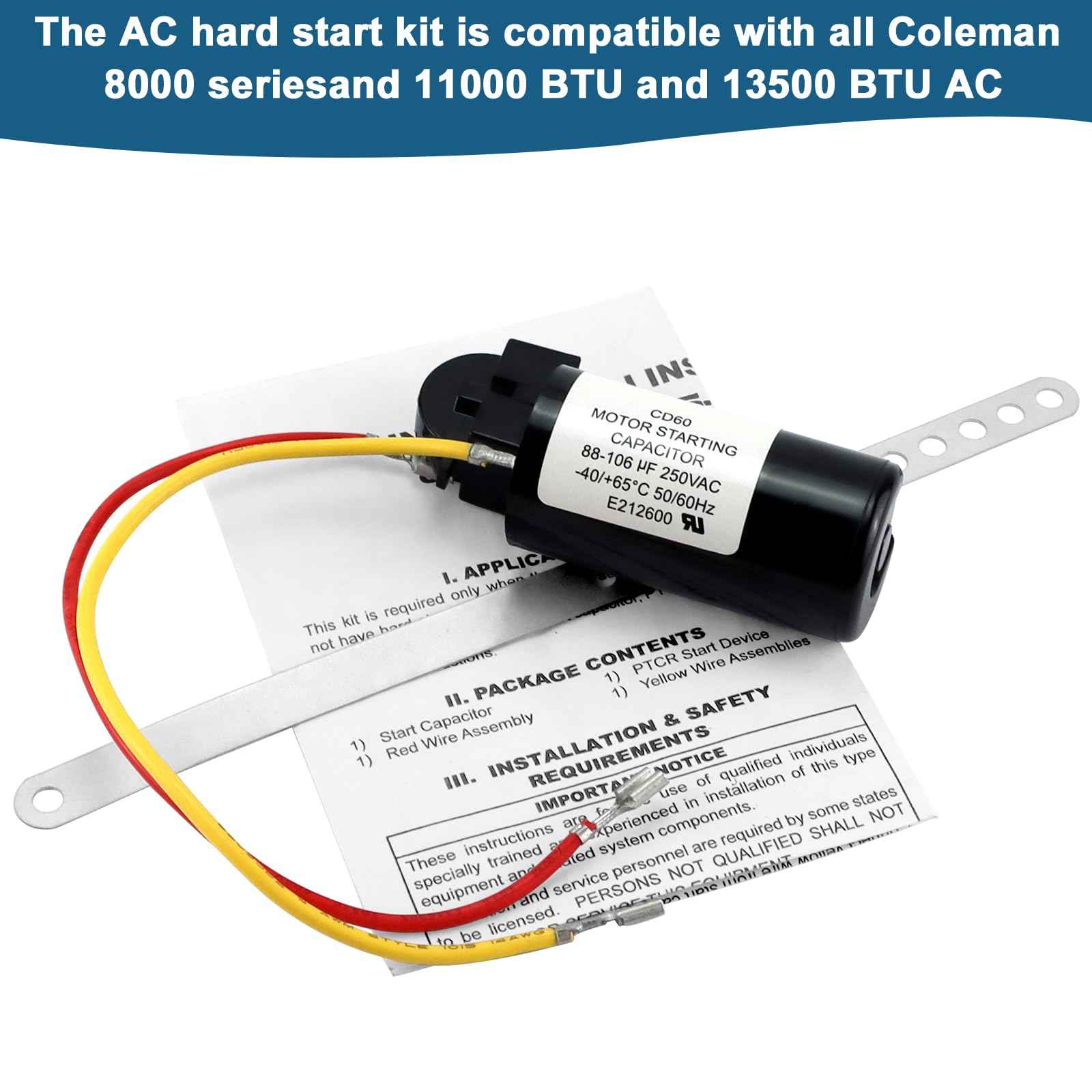 AMI PARTS 8333A9021 Fits for Coleman Hard Start Capacitor kit (2pcs)8333a9021 8335-9021, and 9333-9021 Replacement AC Hard Start Kit, Air Conditioner RVP Products Start Device Package for Coleman AC