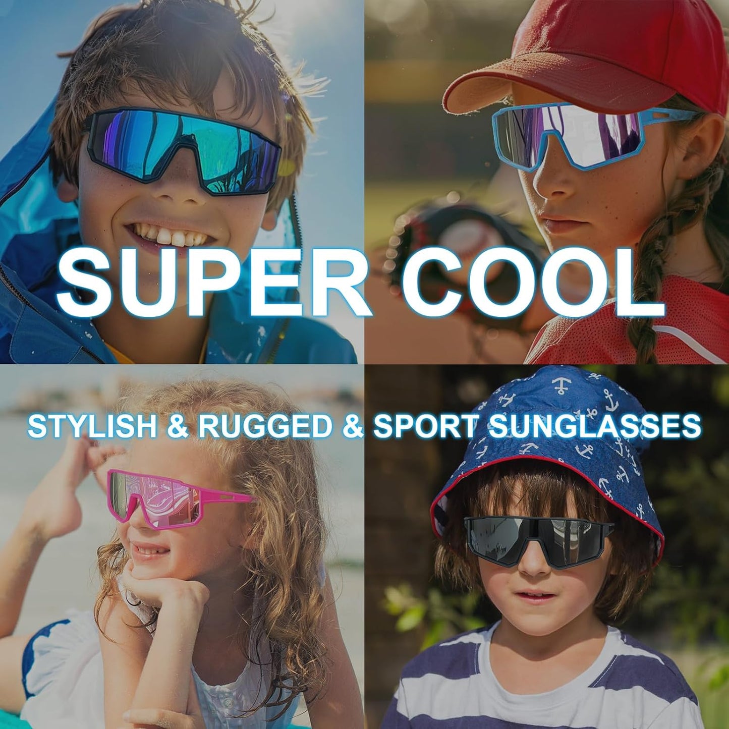 Skiennix Kids Sunglasses - UV400 Protection for Boys & Girls Ages 6-14 | Ideal for Baseball & Cycling
