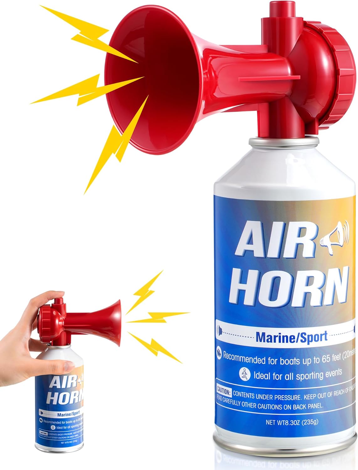 Boat Air Horn - 120dB Mini Marine Blow Horn | 8.3oz Handheld Safety Alarm - Red
