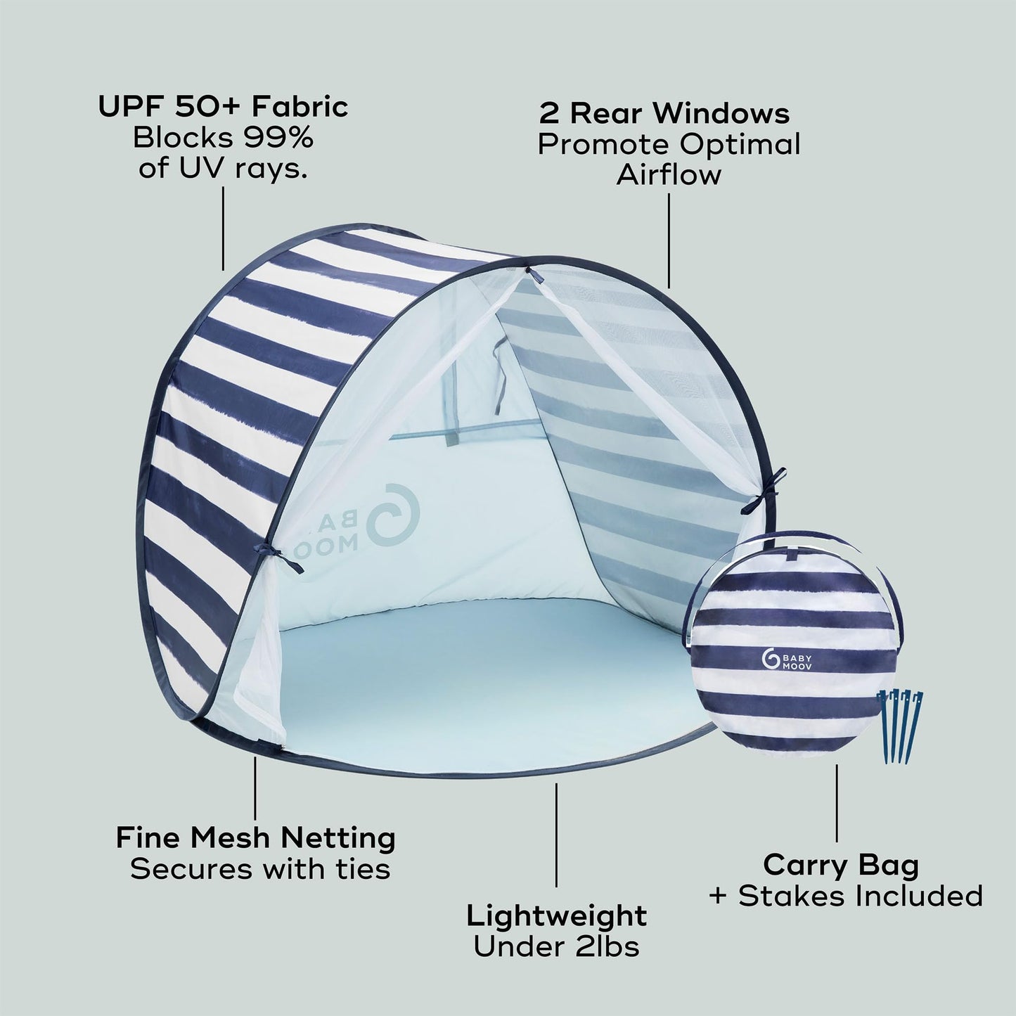 Babymoov Baby Anti UV Tent, Sun Protection UPF 50+, Pop Up Play Tent and Sun Shade, Marine (Summer 2025 Edition)