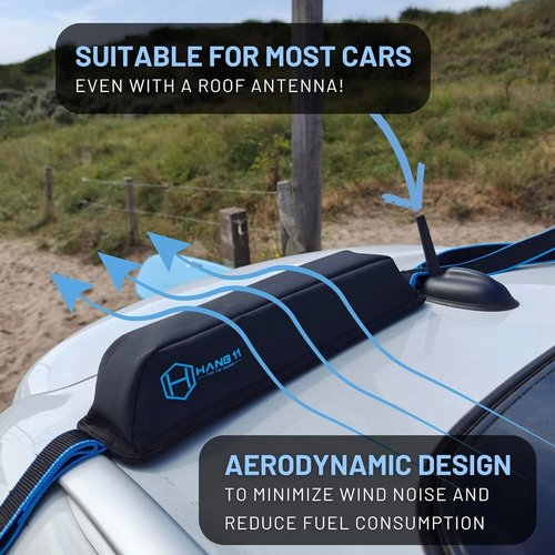 Hang 11 Surfboard Roof Rack - Soft Padded Design with No-Scratch Buckles | Fits Most Cars, Carries Up to 6 Boards