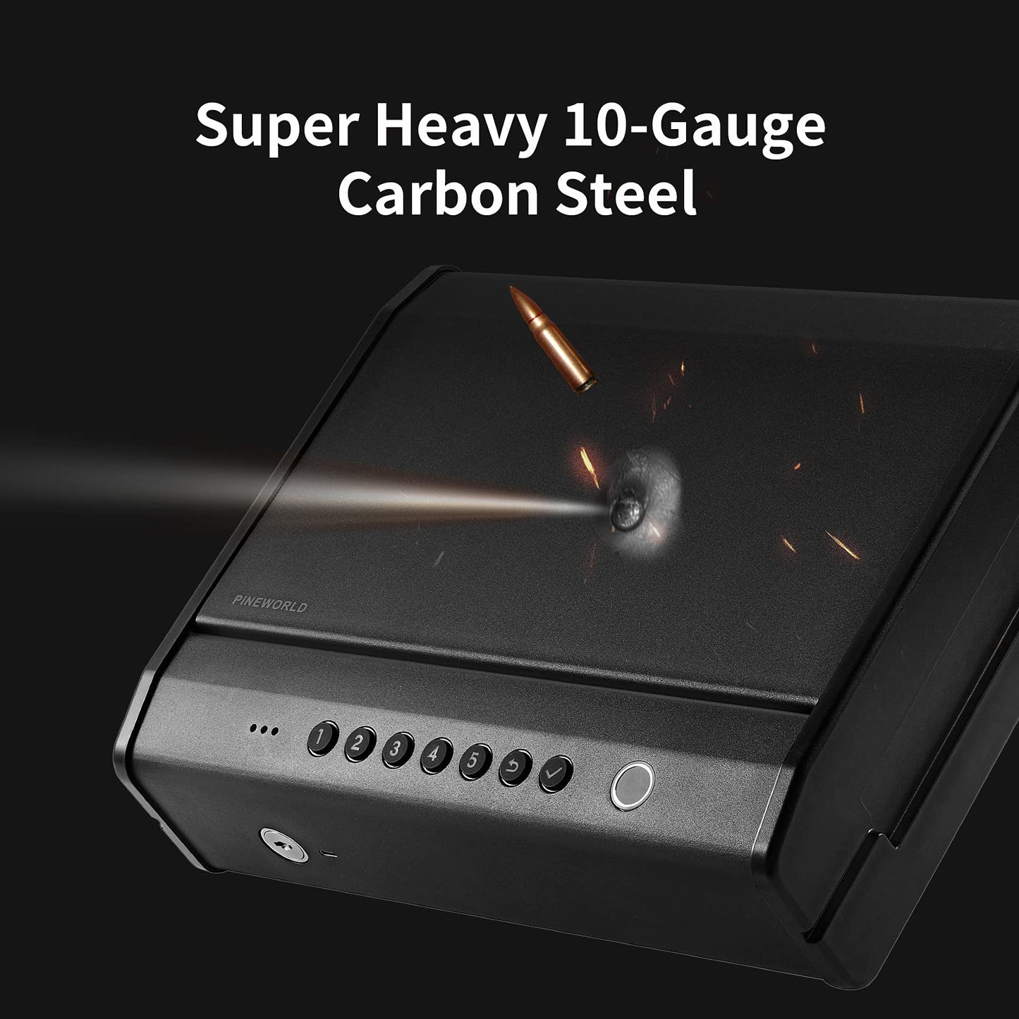 PINEWORLD Gun Safe For Handgun, Gun Case, Biometric Gun Safe For Car, Pistol Safes With Fingerprint|Passcode|Key Unlock, Full Voice Prompt Gun Lock Box with Cable, Charging Port