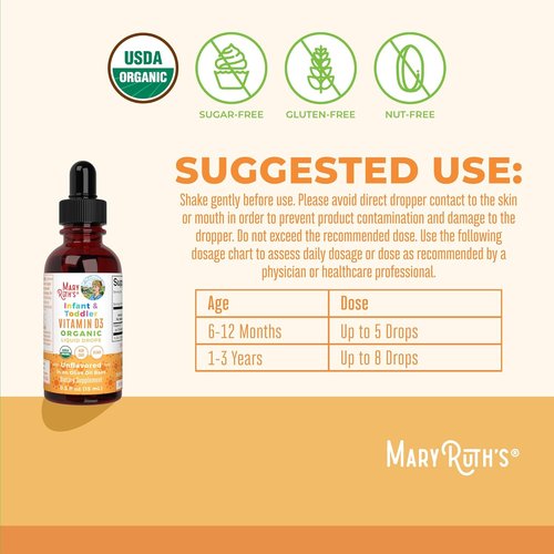 MaryRuth's Organic Vitamin D Drops - Sugar-Free Liquid D3 for Immune Support | 90-150 Servings