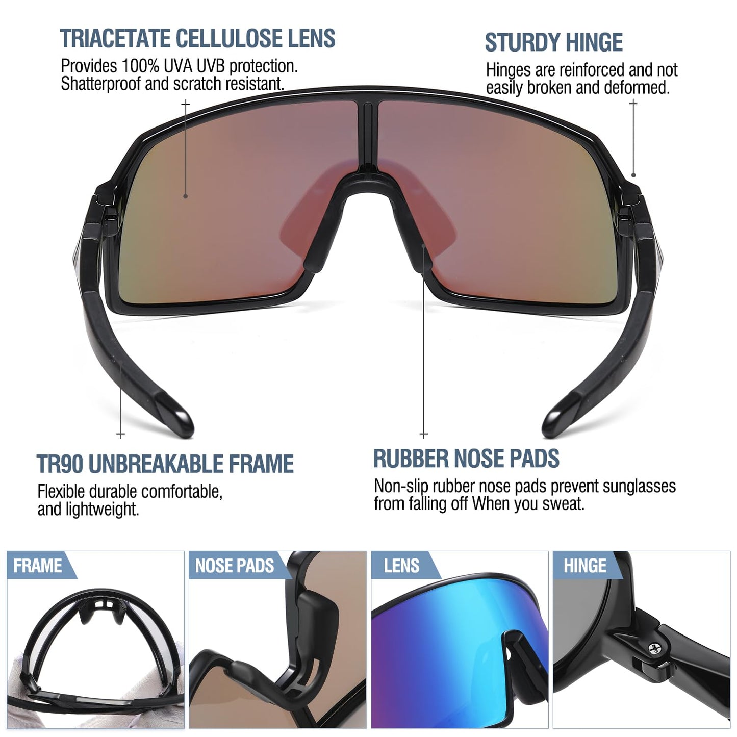 DUCO Youth Baseball Sunglasses 6-12: Sports Kids Glasses for Cycling Polarized UV400 Protection with Strap & Case DK320