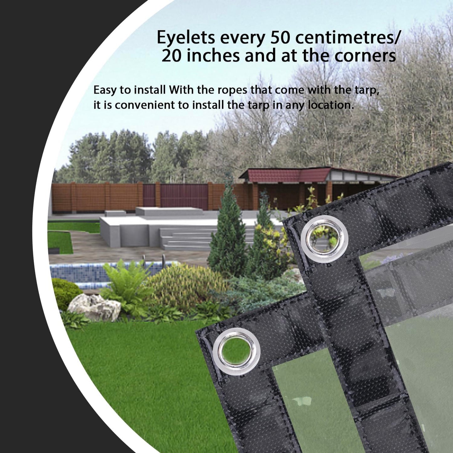 Ezcasch Clear Tarp (3' x 3'), 15 Mil Clear Vinyl PVC Tarp Waterproof Tarpaulin 100% Transparent PVC Tarps Small Cover Plastic Sheeting Window Sheets Drop Cloth（Black Edge）