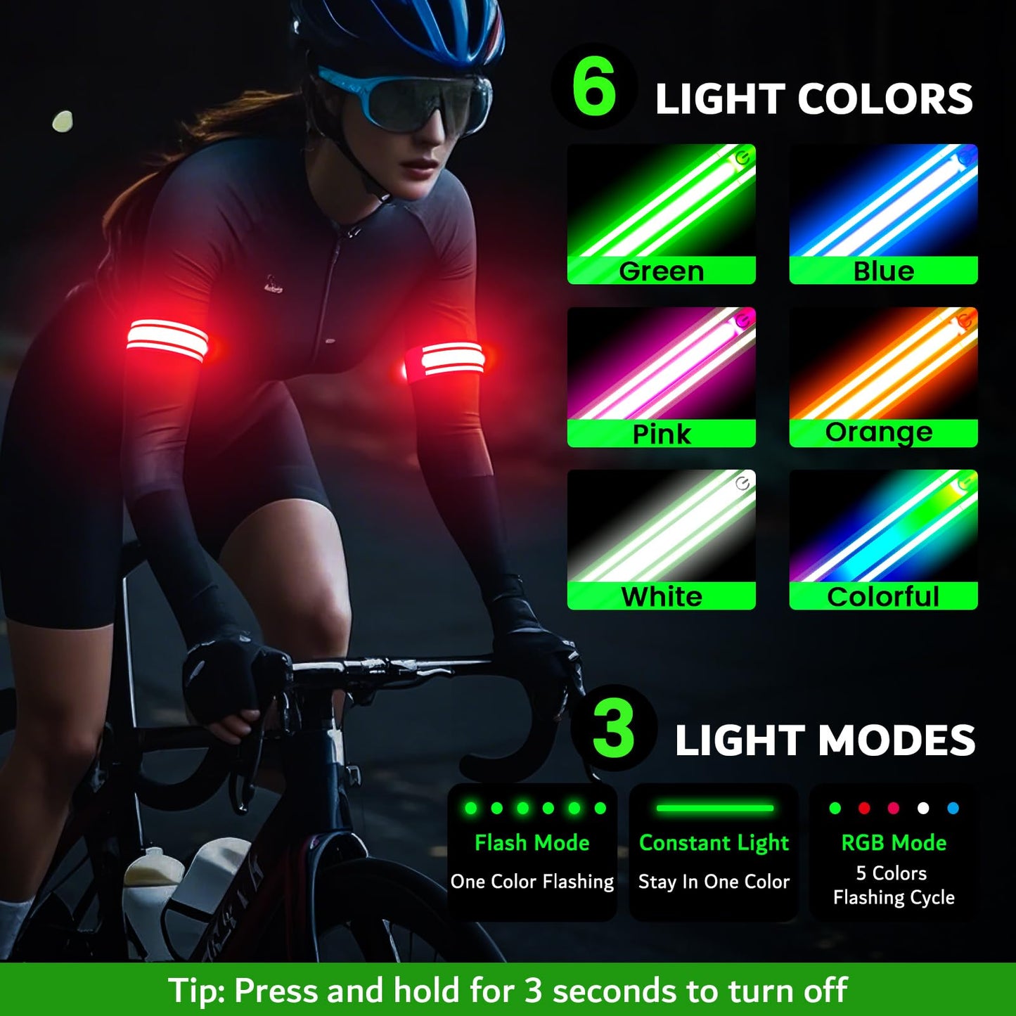 LED Armband for Running(2 Pack),Light Up Arm Bands for Night Walking Running,Rechargeable Lights for Runners,High Visibility Reflective Running Gear Adjustable Light Up Wristbands (Red, Regular)