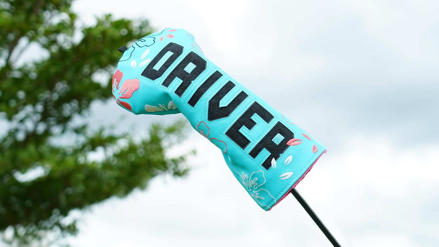 Craftsman Golf Floral Azalea Elegant Cyan Driver Headcover Cover Travel Protector Gift for Men Women Golf Accessory