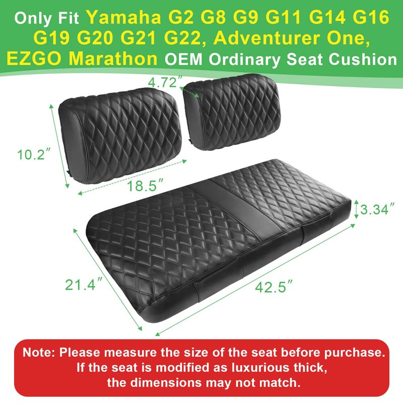 Cartalia Golf Cart Front Seat Cover for Yamaha G2 G8 G9 G11 G14 G16 G19 G20 G21 G22, Adventurer One, EZGO Marathon OEM Ordinary Seat Cushion, Thick Vinyl Leather Comfortable No Need to Detach Armrest