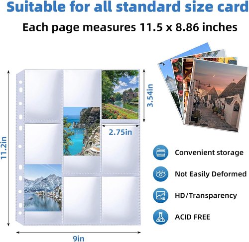 9 Pocket Card Sleeves by [Brand Name] - Holds 900 Cards | Durable Trading Card Binder Pages, 50 Pack