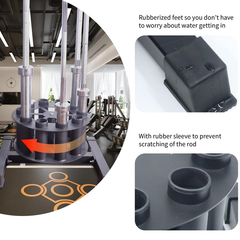 Barbell Holder Vertical Rotatable Barbell Rack Stand Holds 10 Bars Home Gym Barbell Storage Fit 2-Inch Olympic Bars, Curl Bars, Triceps Bars (huaban)