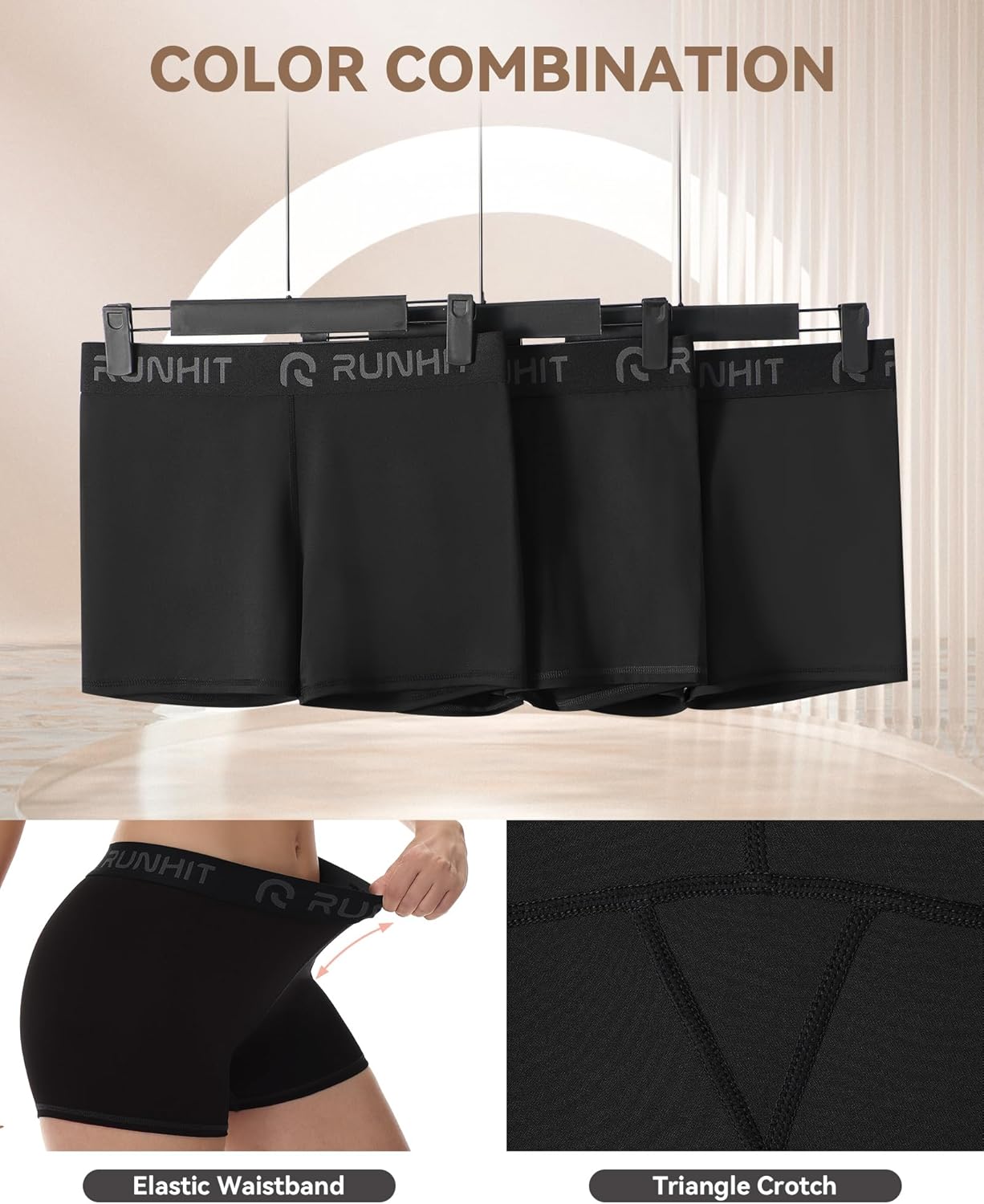 Runhit 3" Volleyball Shorts - Women's Compression Spandex Shorts for Workout & Yoga | 3-Pack