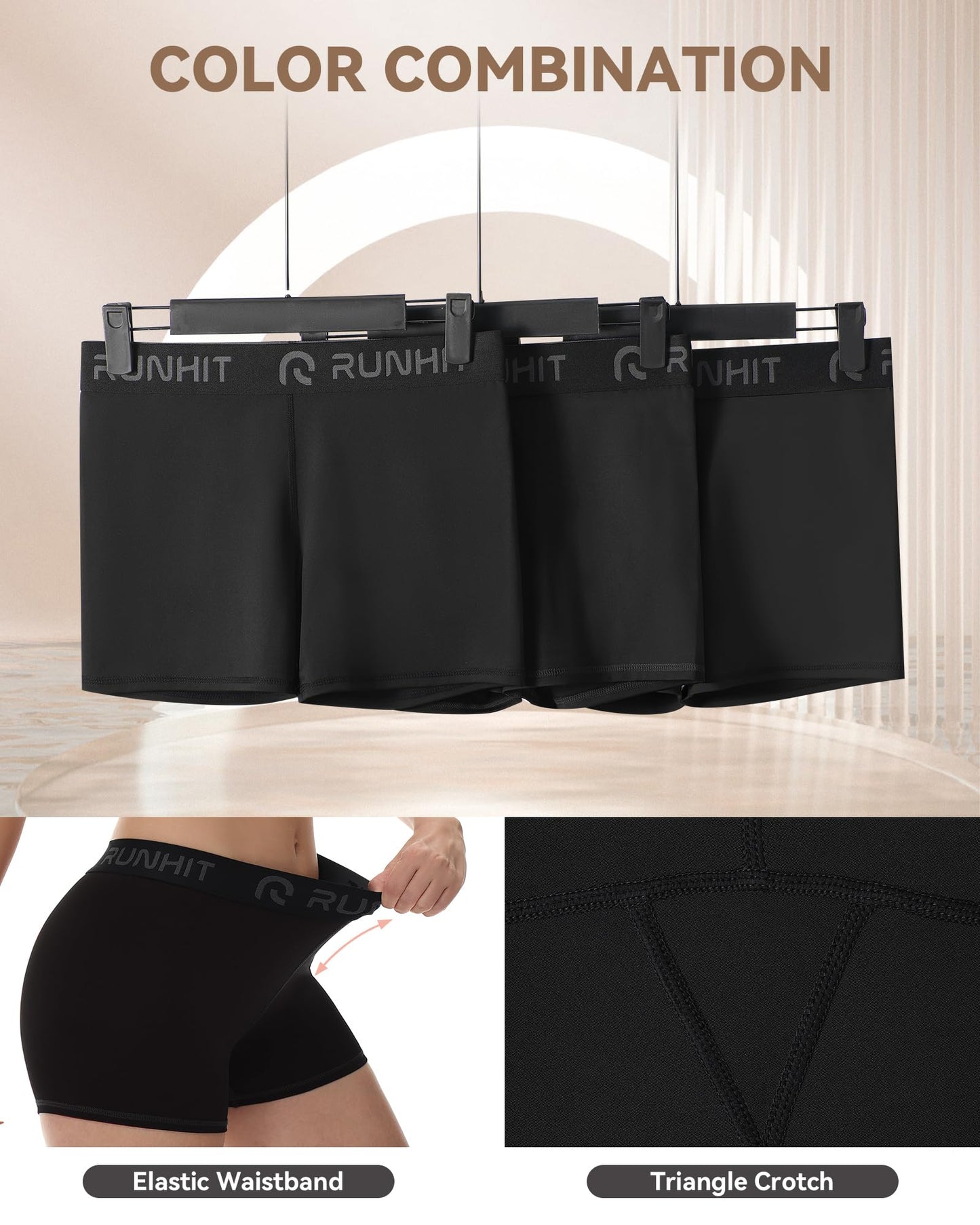 Runhit 3 Pack Compression Shorts for Women High Waisted 3" Volleyball Shorts Womens Spandex Shorts Workout Athletic Yoga Black Black Black S