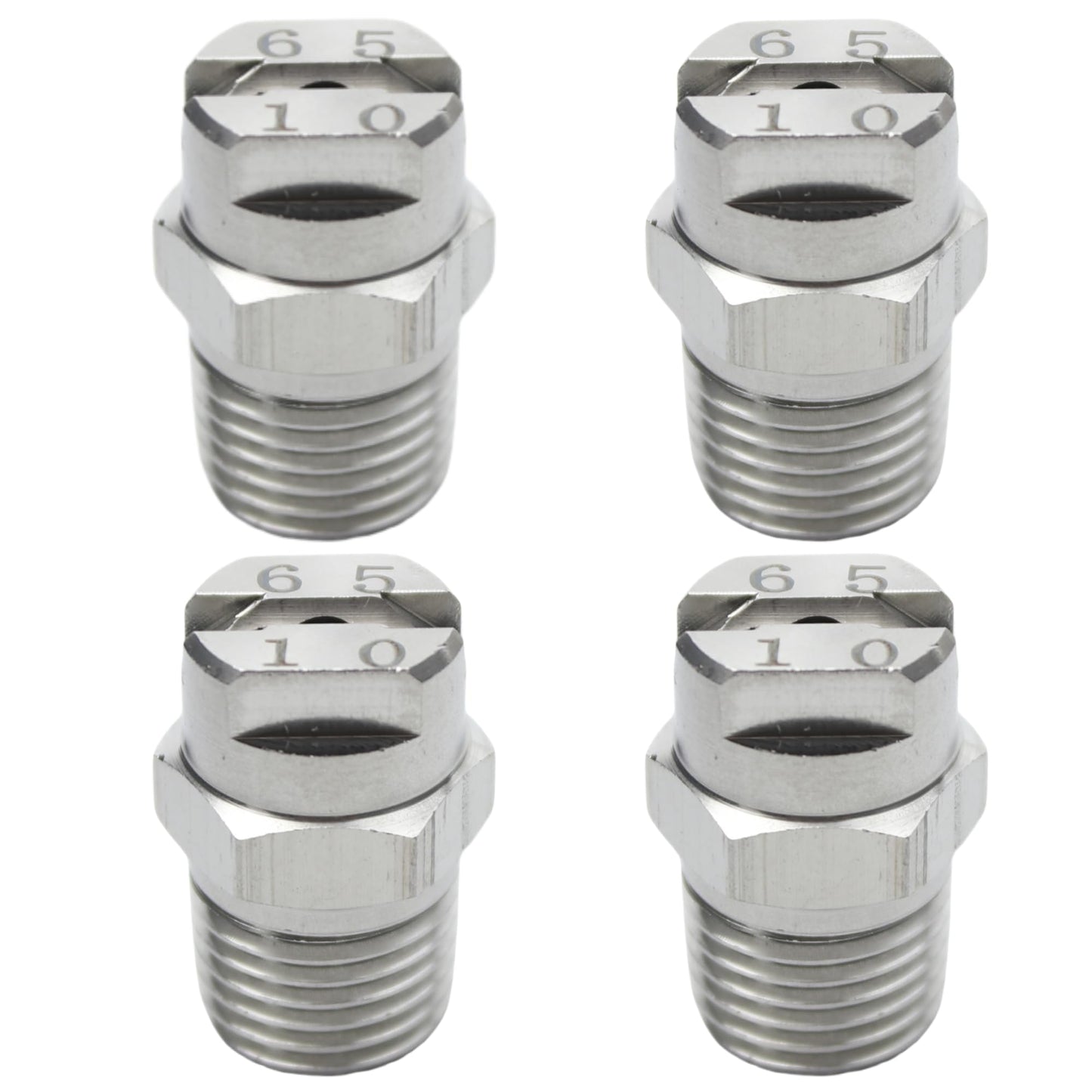Narcilors 4 Pcs High Pressure Spray Fan Washer Soap Nozzle Tip Stainless Steel 1/4 BSPT 65 Degree Fan 10.0 Oriface Diameter Pressure Washer Parts