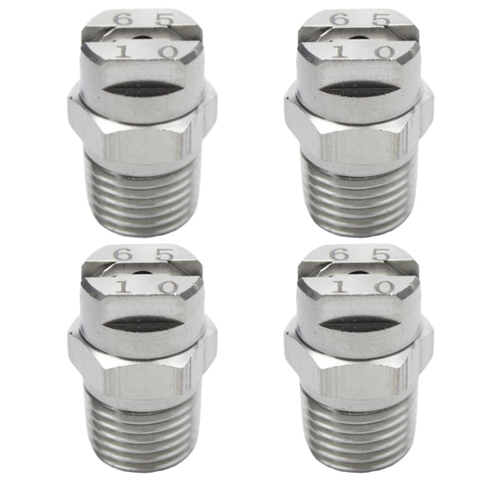 Narcilors 4 Pcs High Pressure Spray Fan Washer Soap Nozzle Tip Stainless Steel 1/4 BSPT 65 Degree Fan 10.0 Oriface Diameter Pressure Washer Parts