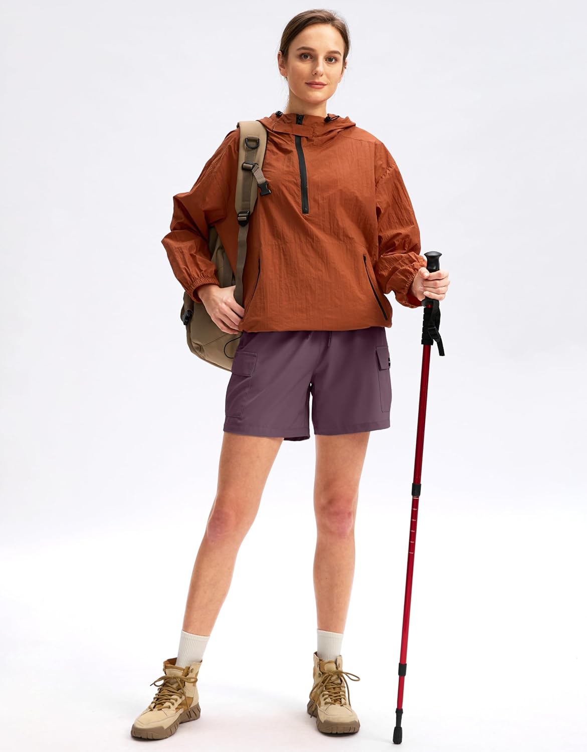SANTINY Women's Quick-Dry Hiking Cargo Shorts - Lightweight Athletic Summer Shorts with Zipper Pockets | 5''/7''/9'' Sizes