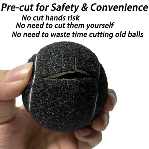Tennis Balls for Walkers 4 Pack, RMASCOV Precut Tennis Balls for Walkers,Walker Balls Tennis Ball for Chair Legs (Black)