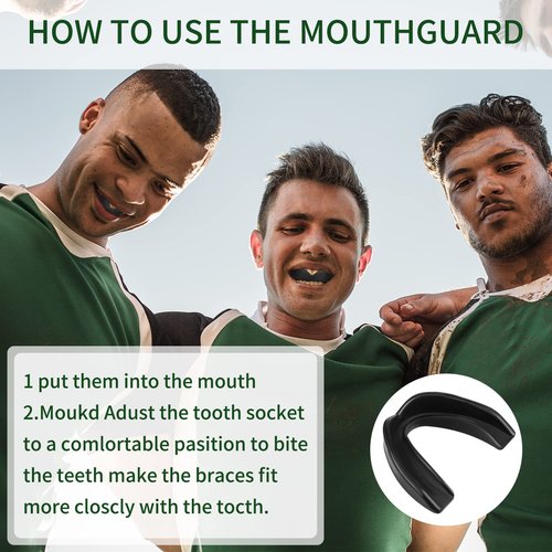Kathfly 50 Pcs Football Mouth Guards Bulk Sports Mouth Pieces Protection Silicone Athletic Braces Football Accessories Teeth Armor Adult Teenager Teeth Armor for Boxing Basketball Hockey(Black)