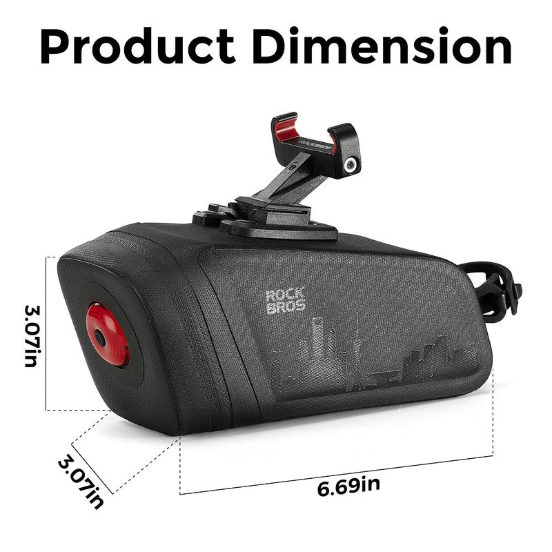 ROCKBROS Bike Saddle Bag with Night Riding Taillight and Brake Sensor- Waterproof Road & Mountain Bike
