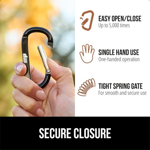 GORILLA GRIP Heavy-Duty Aluminum Carabiner Clip - 3" D Ring Key Holder, Rust & Scratch-Resistant, 170lbs Capacity