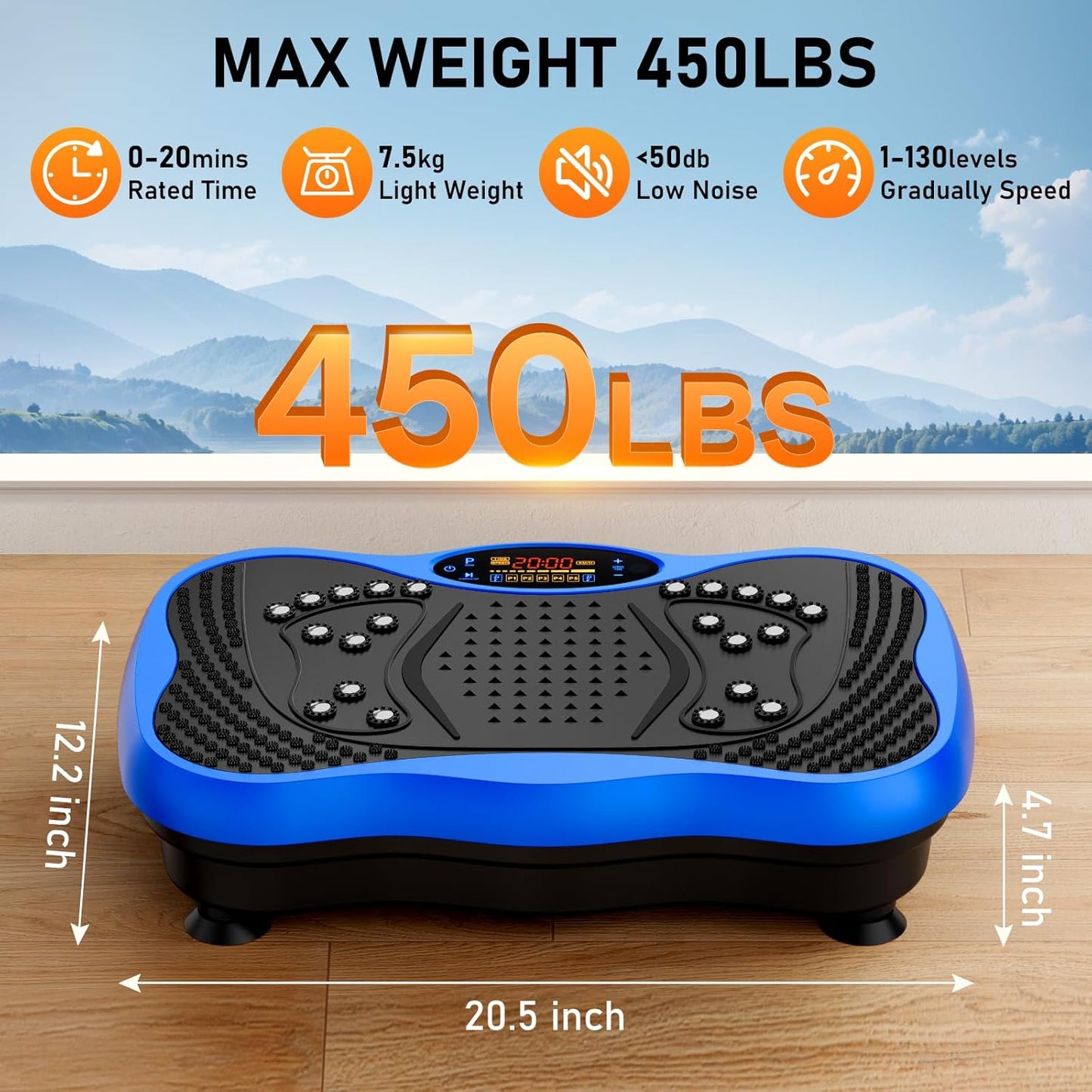 Skiennix Vibration Plate Exercise Machine - 130 Levels for Full Body Workout & Weight Loss | 450 Lbs Capacity with Resistance Bands & Bluetooth