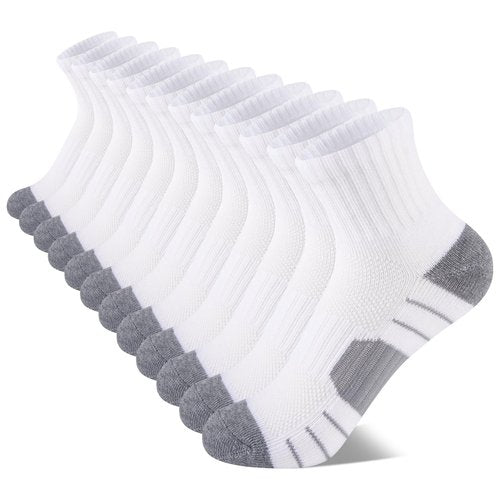Comfoex 12 Pairs Boys Socks kids Cushioned Sport Short Quarter Athletic Sock For Little Big Kids 6-8 8-10 years