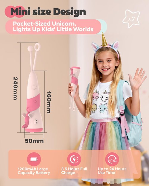 Kizmyee Silicone Kids Led Flashlight Toy for Boys & Girls, Unicorn Toys for Age 3 4 5 6 7 8 Year Old, for Camping & Outdoor Adventures, Birthday Gift