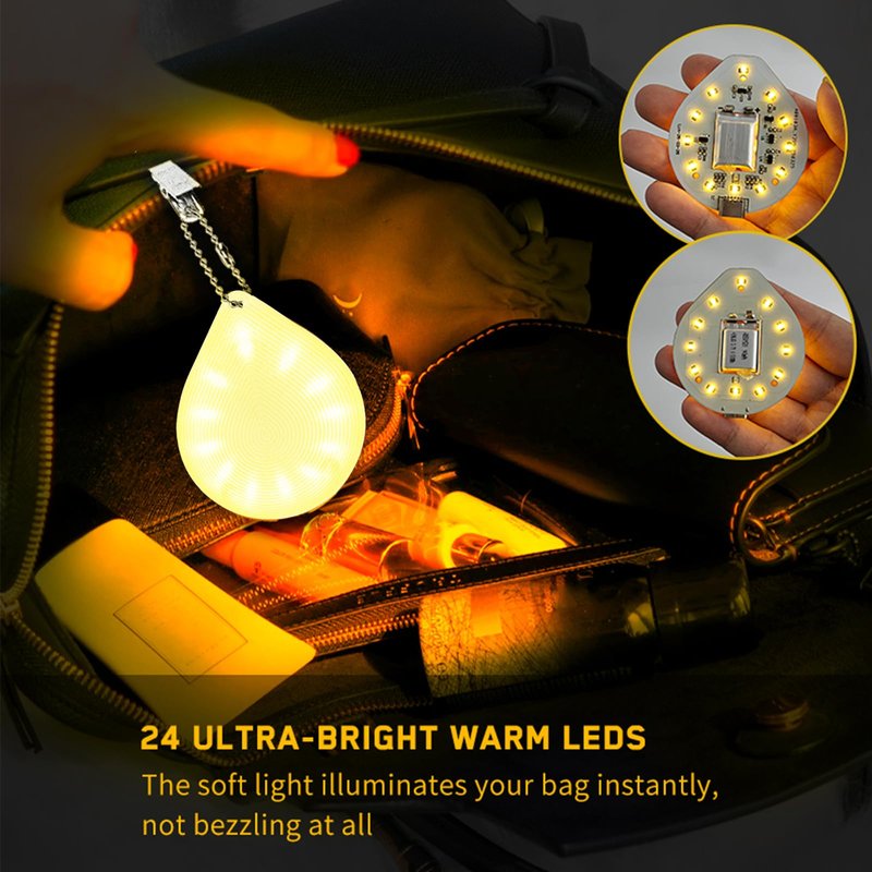 Tubasion 2-in-1 Purse Light with Clip & Hook, USB-C Rechargeable Handbag Light, Ultra Bright Bag Lights for Purses, Upgraded Automatic Sensor Purse Must Haves Accessories Gift for Mother/Women(1-Pack)