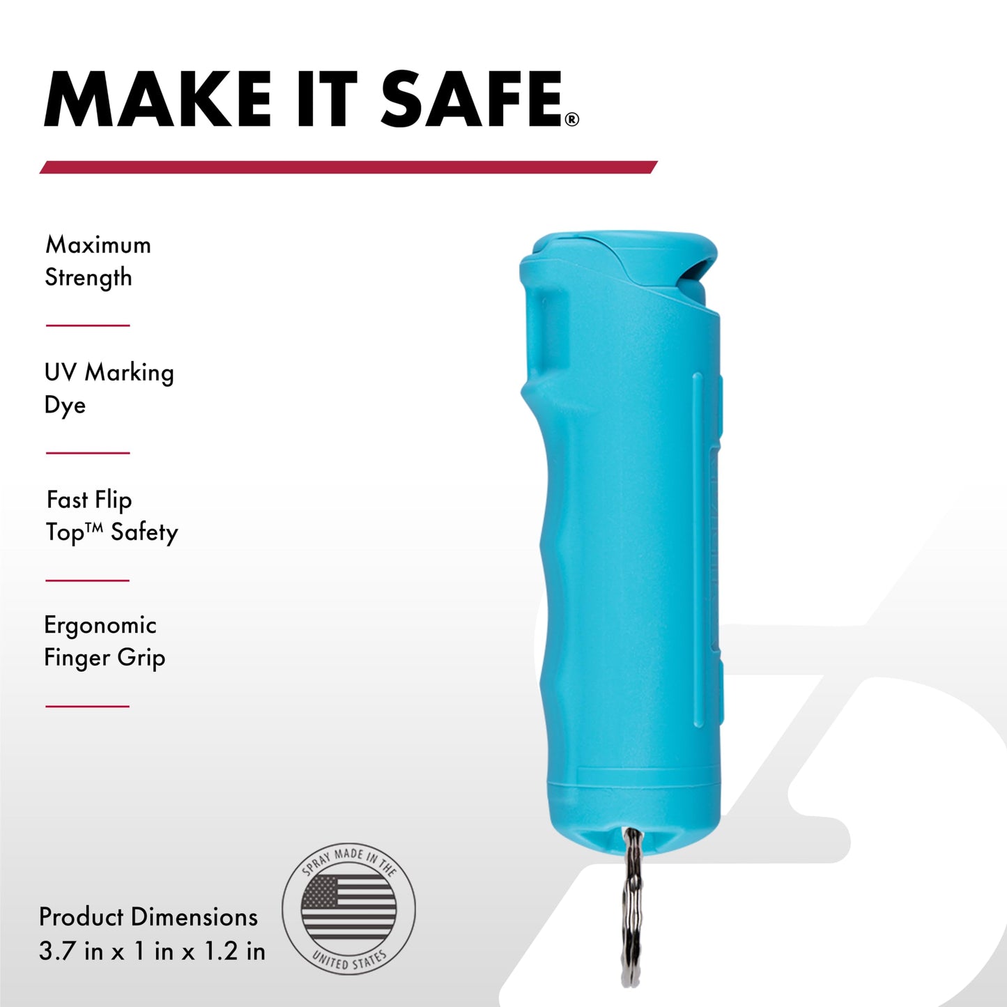 SABRE Pepper Spray with Fast Flip Top Safety & Snap‑Clip Keychain for Self Defense - Maximum Police Strength OC with UV Marking Dye, Finger Grip, 10‑Sec. Spray, 14-ft Range, Made in USA, 0.54 fl oz